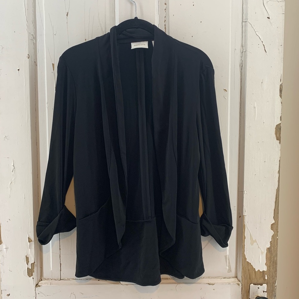 Chico’s Travelers Black Open Front Jacket